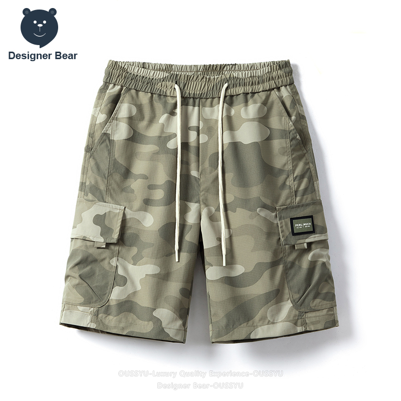 Streetwear Brand Pants - ブランド服夏カーゴ迷彩ショーツ男性マルチポケットだぶだぶの巾着迷彩カジュアルミッド膝パンツボードワークストリートウェア