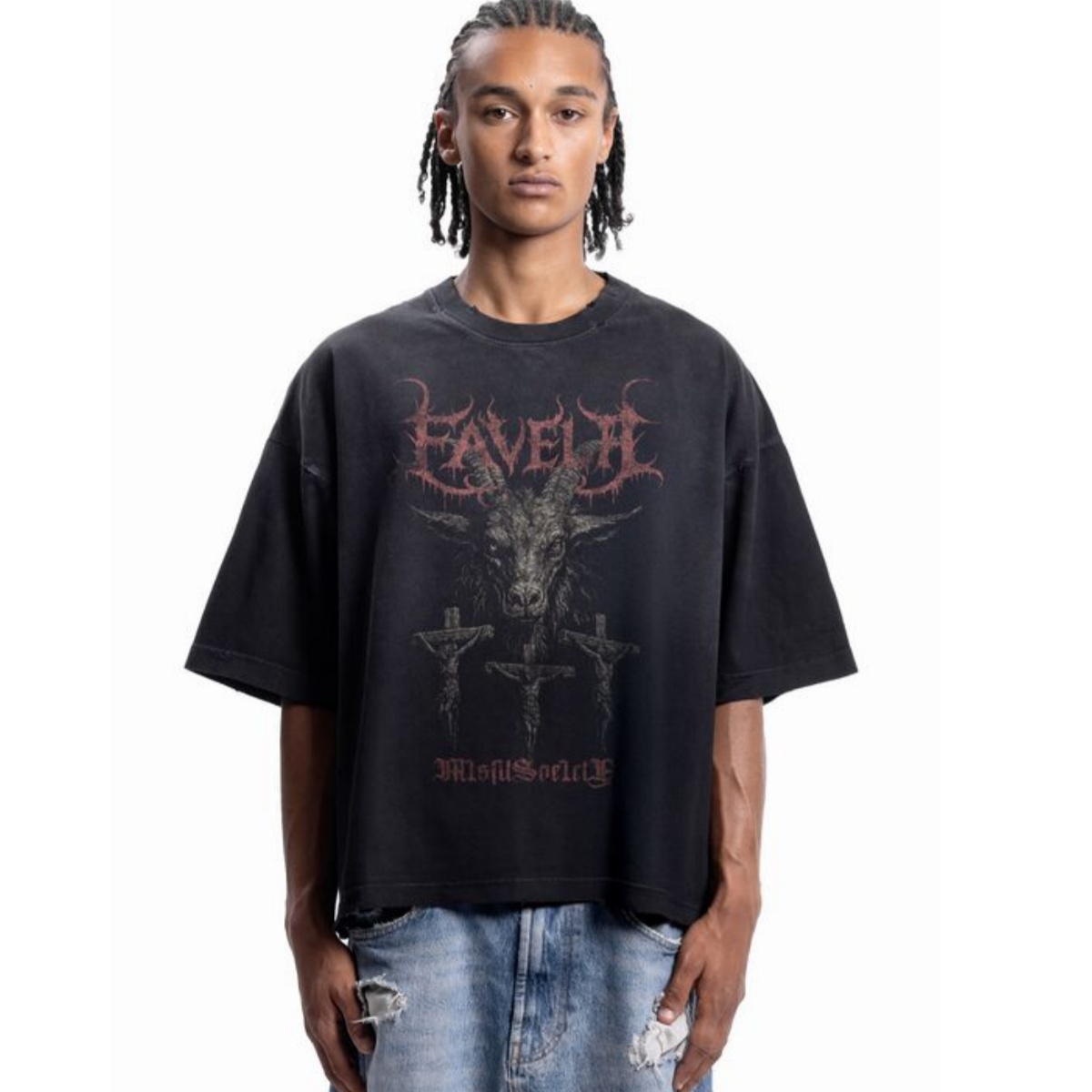 Streetwear Brand Fonts - ゴートメタルフォントストリートトレンディブランド Tシャツコットングラフィック Tシャツ男性女性夏ストリートウェア