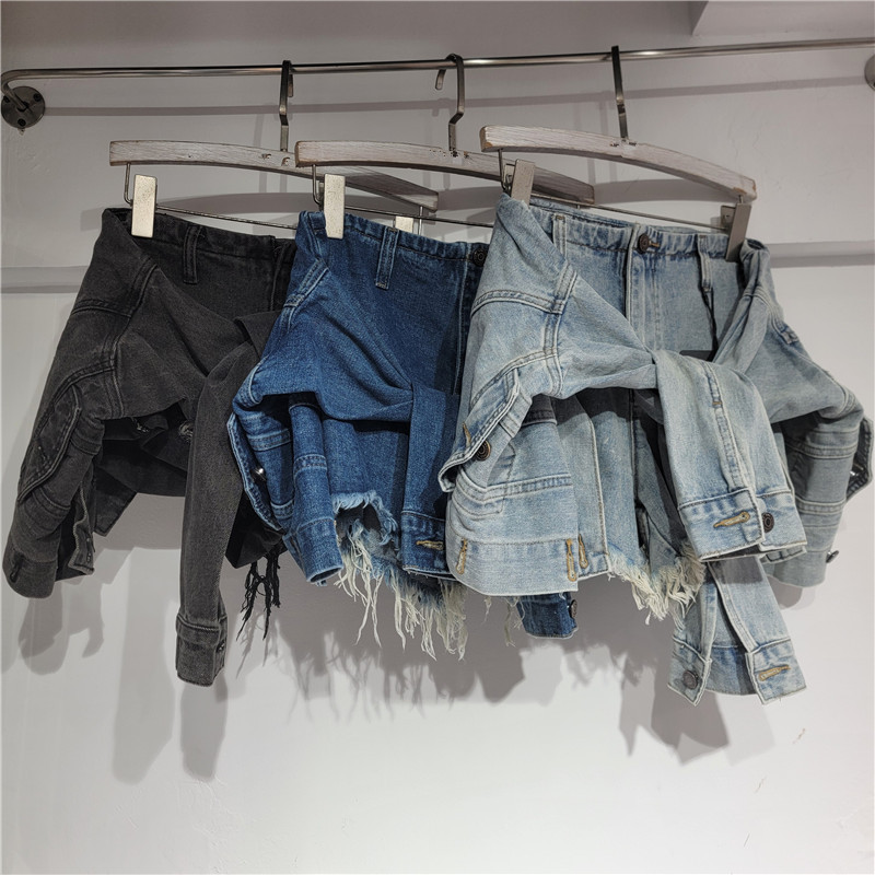 Streetwear Brand Pants - デニムショートパンツ レディース ジーンズ ヴィンテージ ウォッシュ加工 Aライン