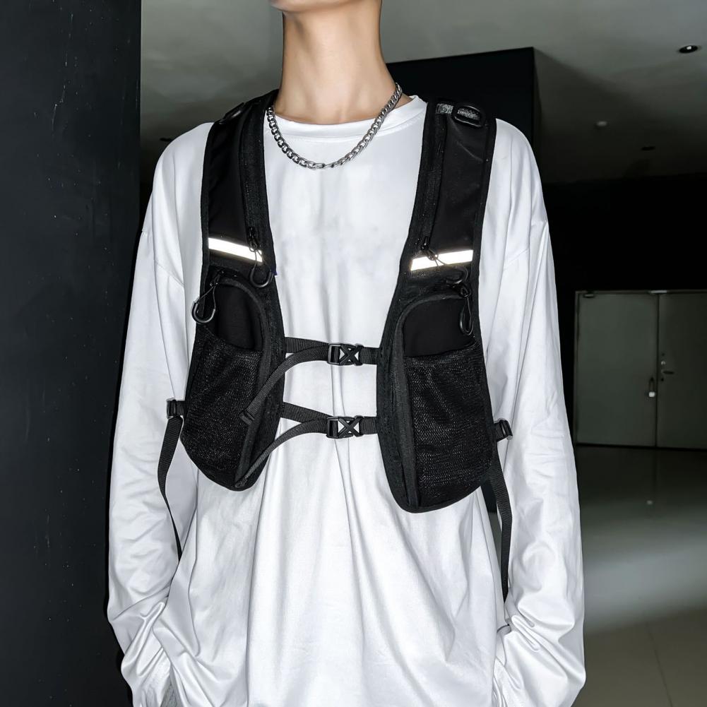男性用反射型チェストバッグ,大容量,カジュアルベスト,ストリ - Streetwear Brand Bag のレビューと価格