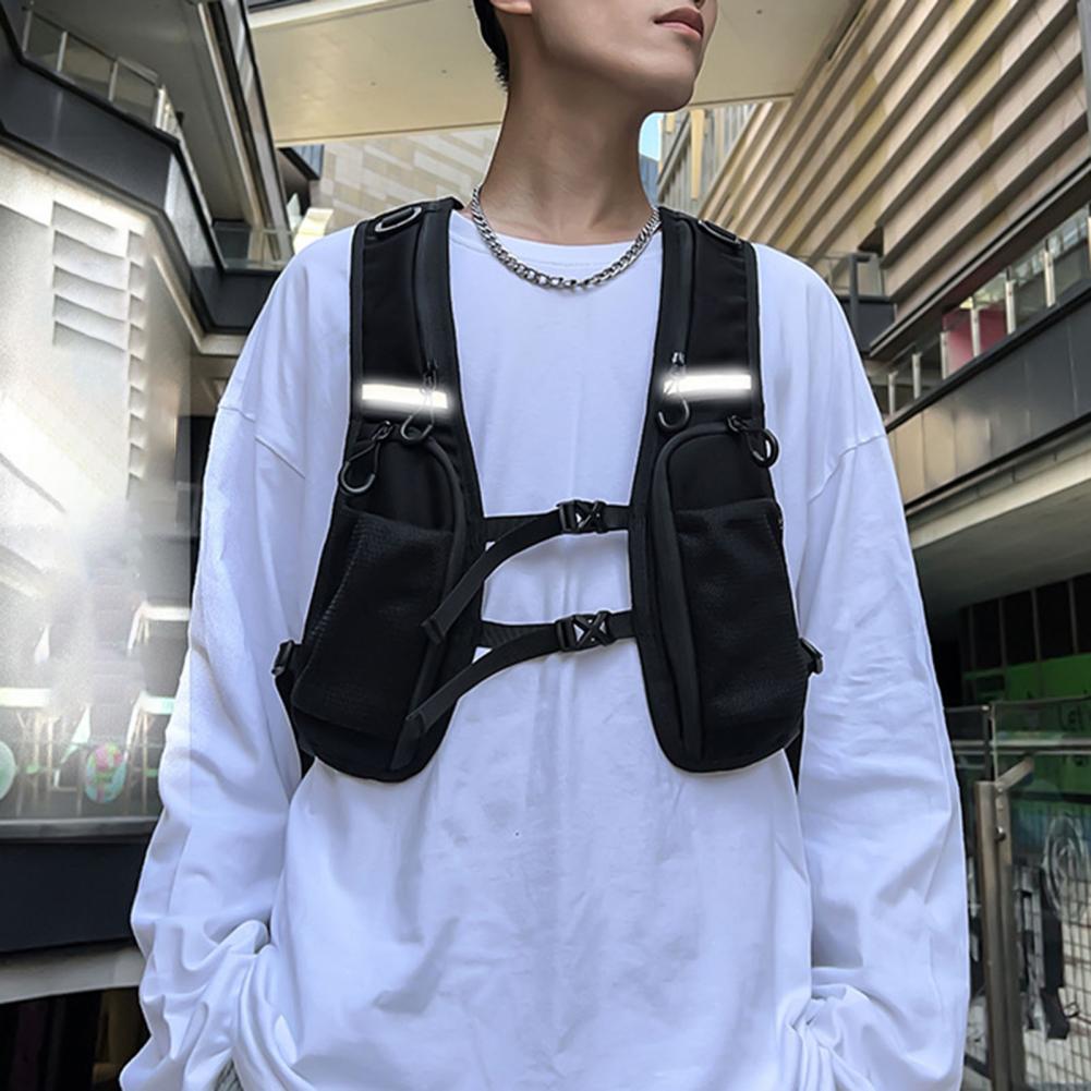 男性用反射型チェストバッグ,大容量,カジュアルベスト,ストリ - Streetwear Brand Bag のレビューと価格