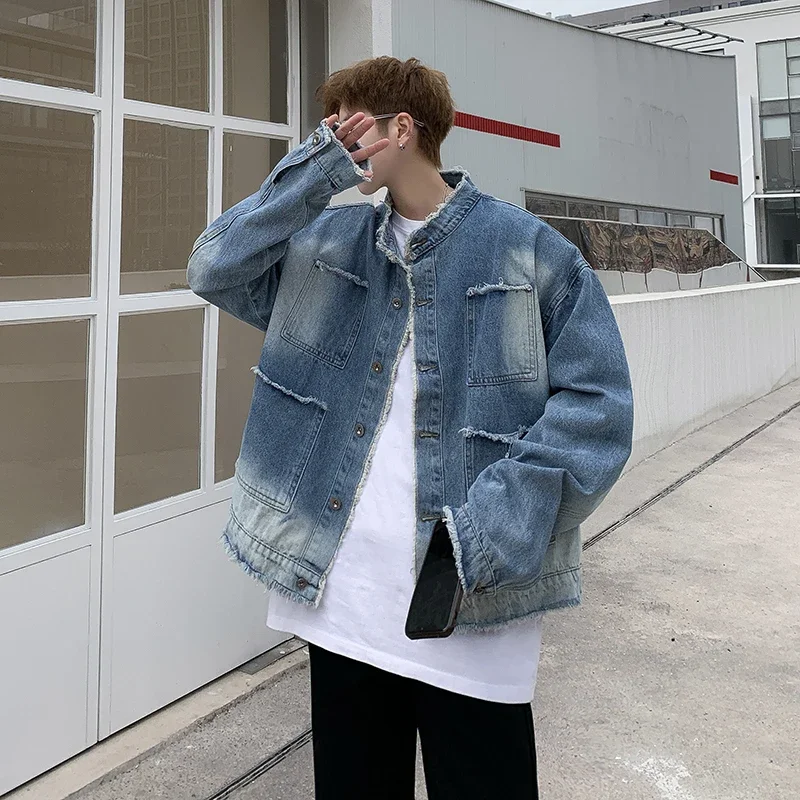 アメリカンレトロヒップホップローエッジデニムジャケットメンズ - Streetwear Brand Pants のレビューと価格