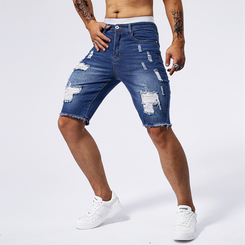 2025 夏の新メンズリッピングデニムショーツファッションヴ - Streetwear Brand New のレビューと価格