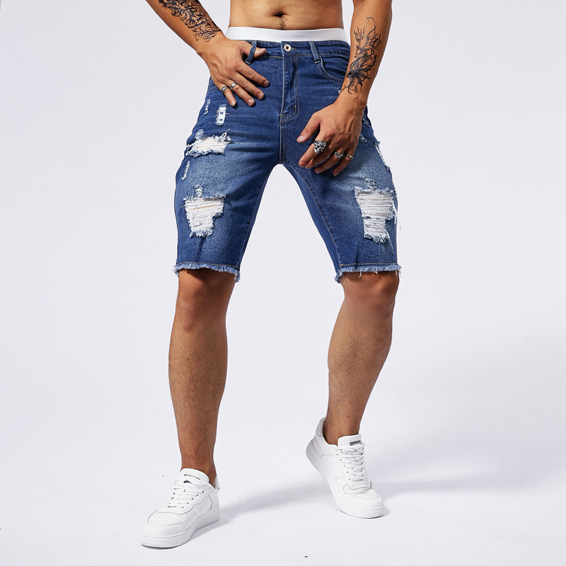 2025 夏の新メンズリッピングデニムショーツファッションヴ - Streetwear Brand New のレビューと価格