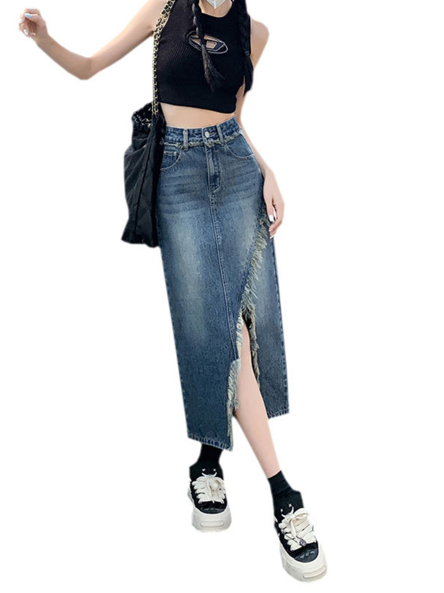レディース ハイウエスト デニムスカート Aライン ミディス - Streetwear Brand Pants のレビューと価格