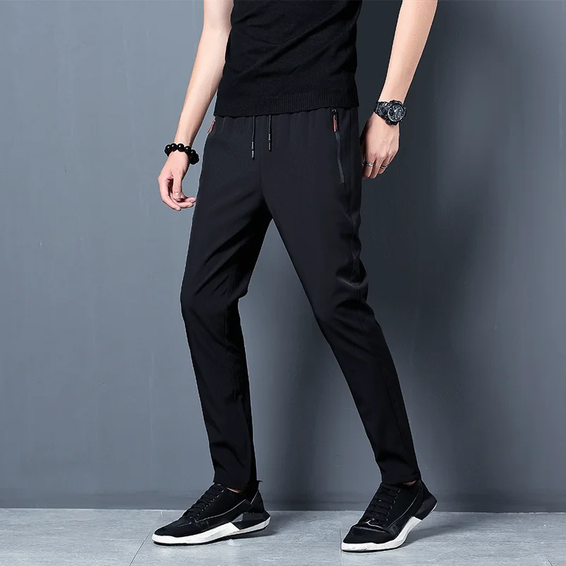 メンズカジュアルパンツストレートスリムフィット弾性ウエストジ - Streetwear Brand Pants のレビューと価格