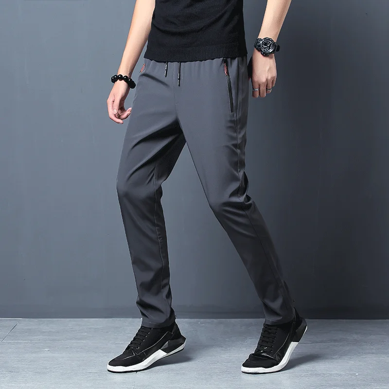メンズカジュアルパンツストレートスリムフィット弾性ウエストジ - Streetwear Brand Pants のレビューと価格